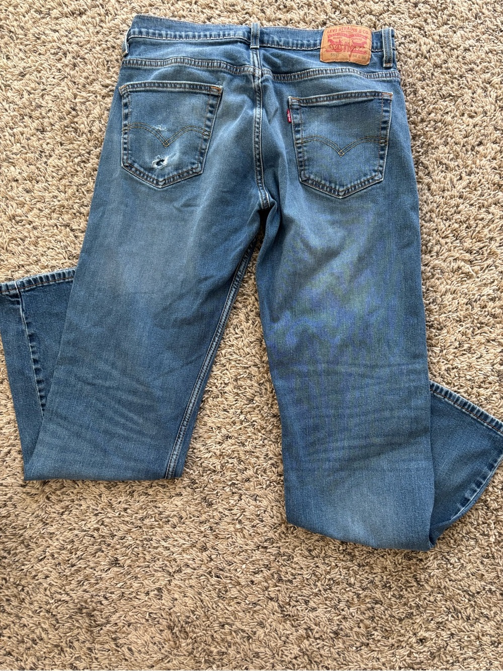 Levi’s 501 Men’s Jeans 34x34 Blue Straight Leg Button Fly Distressed Vintage - Picture 6 of 9